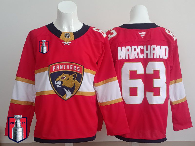 Men 2025 Florida Panthers #63 Marchand Red Fanatics Home Premium NHL Jersey style 7->florida panthers->NHL Jersey